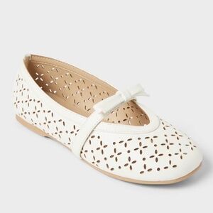 Girls' Margo Laser Cut Ballet flat dress sandals shoes - Cat & Jack White 4